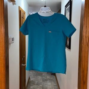 Figs teal scrub top